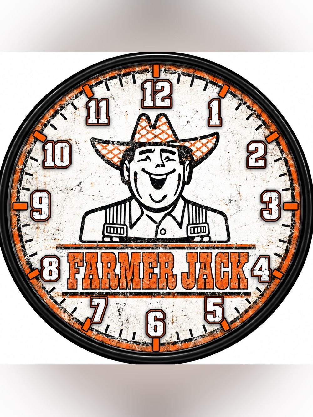 Farmer Jack Vintage-Style Orange Wall Clock Art
